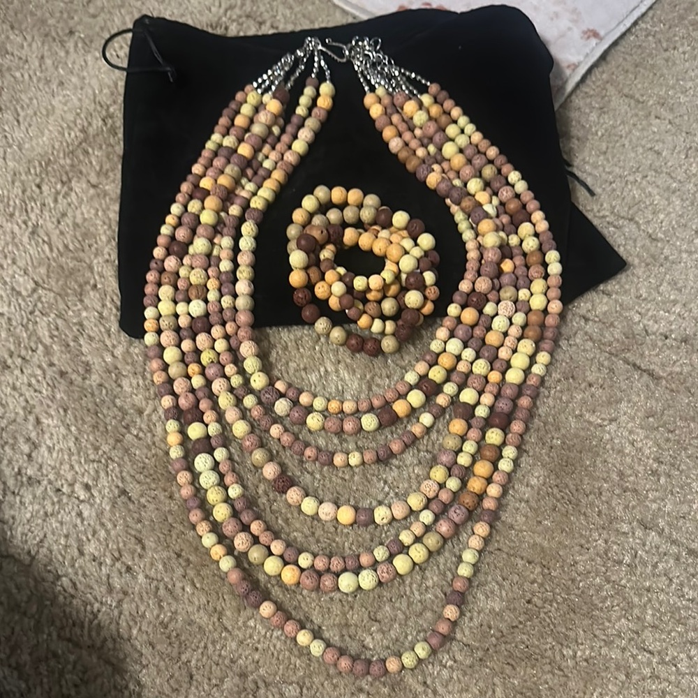 Sassy Jones Multicolor Beaded Necklace and Bracelet Set